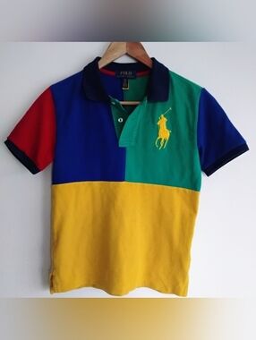 Polo Ralph Lauren Boys Colorblock Polo Shirt Big Pony Logo Preppy